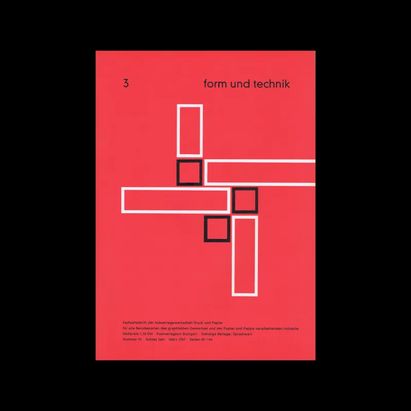 Form und Technik, Vol 08, No. 03, March 1957. Cover design by Harry Boller