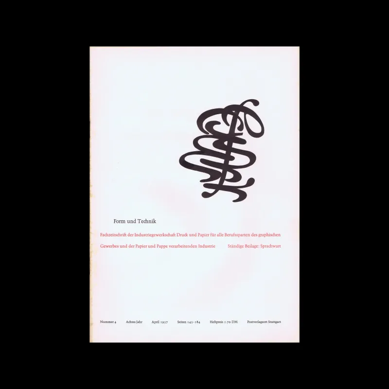 Form und Technik, Vol 08, No. 04, April 1957. Cover design by Wilhelm Kiefer