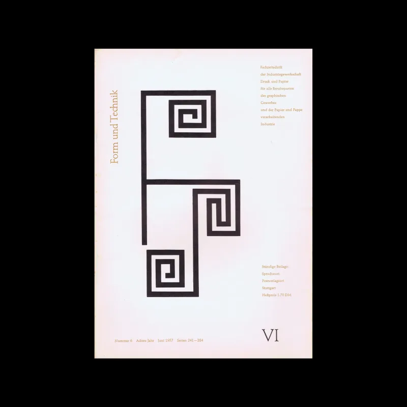 Form und Technik, Vol 08, No. 06, June 1957. Cover design by Gerhard Dräger