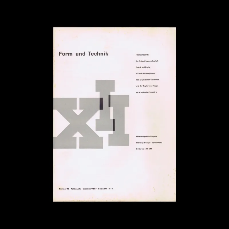 Form und Technik, Vol 08, No. 12, December 1957. Cover design by Karl Wind