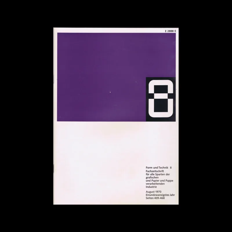 Form und Technik, Vol 21, No. 08, August 1970. Cover design by Rudolf Franke
