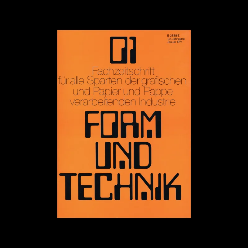 Form und Technik, Vol 22, No. 01, January 1971. Cover design by Karl Hartmann
