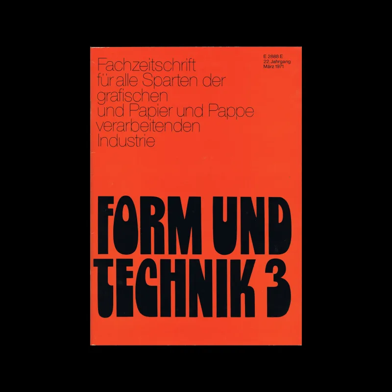 Form und Technik, Vol 22, No. 03, March 1971. Cover design by Karl Hartmann