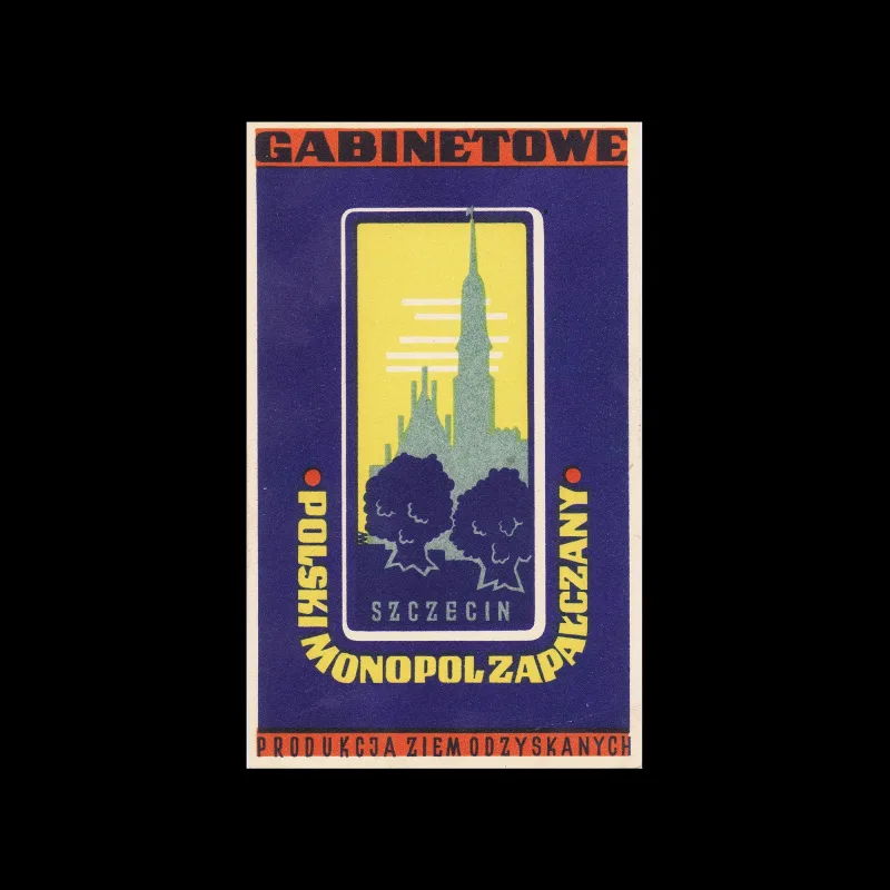 Gabinetowe, Szczecin, Monopol Zapałczany, Polish Matchbox Label, c. łatę 1940s