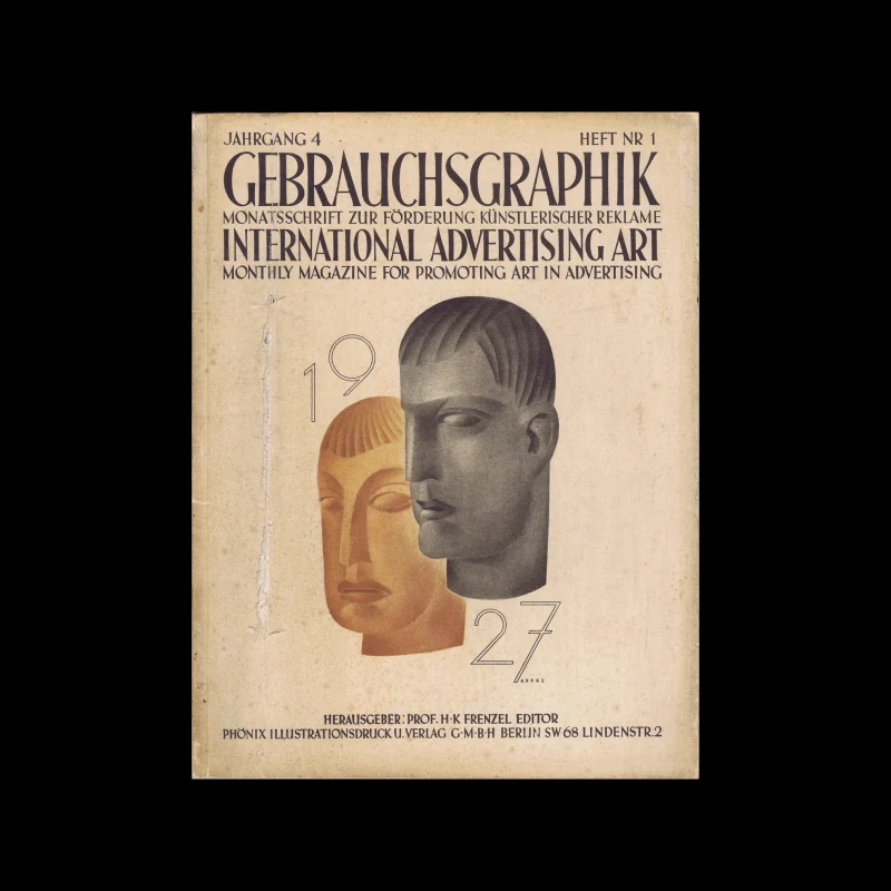 Gebrauchsgraphik, 01, 1927. Cover design by Otto Arpke