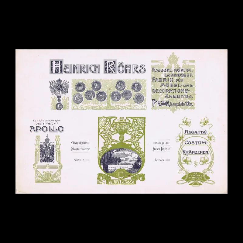 Graphic Design Specimen Plate, Graphische Musterblätter, Vienna & Leipzig, 1903