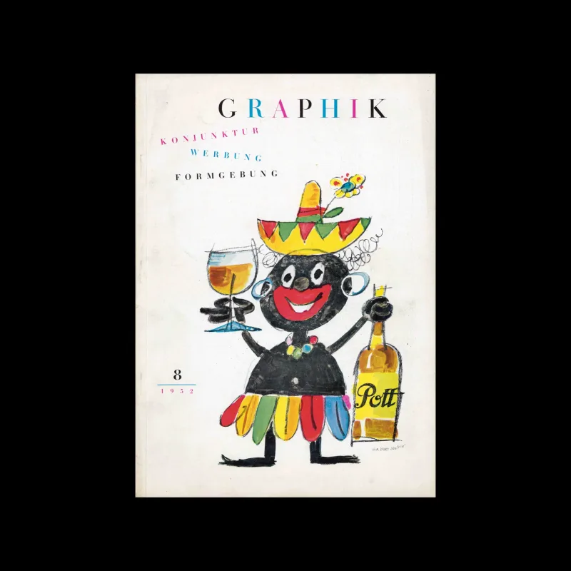Graphik – Werbung + Formgebung, 08, 1952. Cover illustration by Herbert Leupin