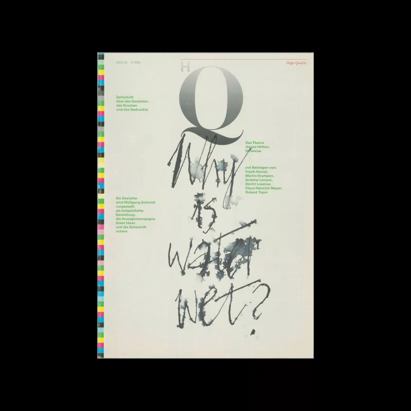 HQ- High Quality, Heft 21 3/1991. Designed by Büro Rolf Müller