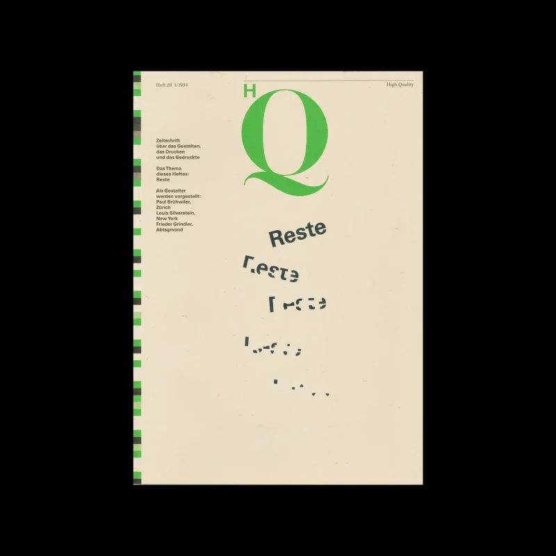 HQ- High Quality, Heft 28 1/1994. Designed by Büro Rolf Müller