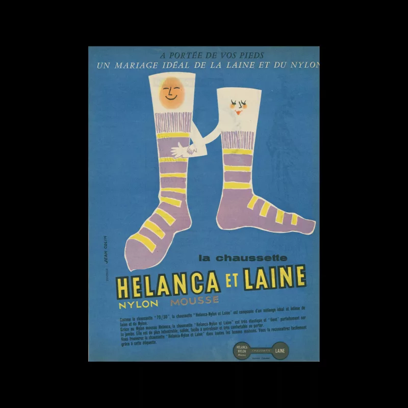Helanca & Laine, Advertisement, 1957. Designed by Jean Colin.