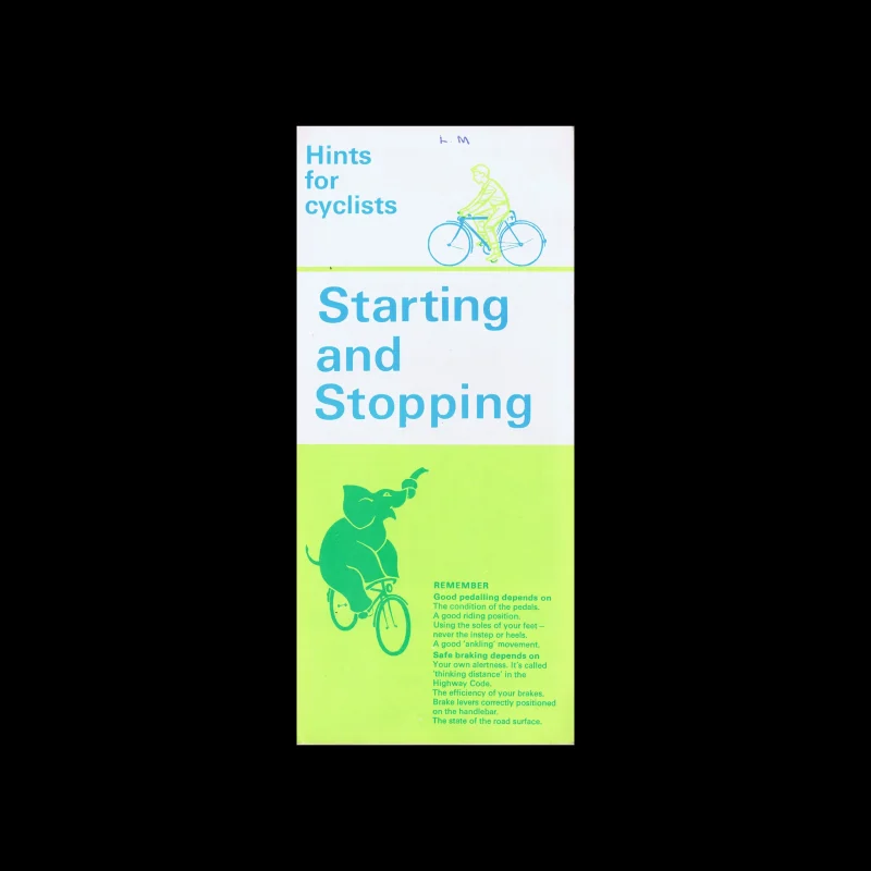Hints for Cyclists, Starting and Stopping, The Royal Society for the Prevention of Accidents (RoSPA), c. mid 1970s