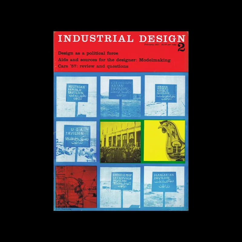 Industrial Design, Vol 04, No. 02, February 1957. Cover design by Martin Rosenzweig