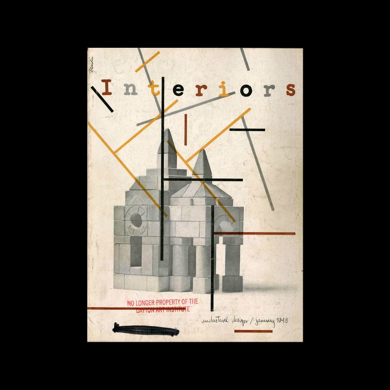 Interiors, January 1948. Cover design by Warren Nardin