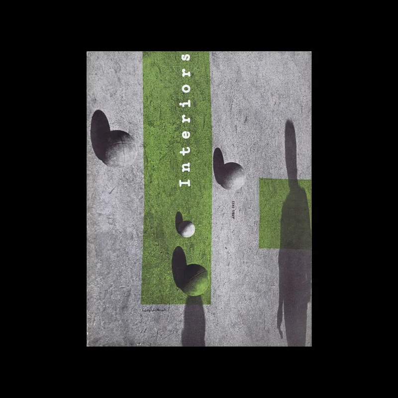 Interiors, Volume 112, Number 09, April 1953. Cover design by Rudolph de Harak