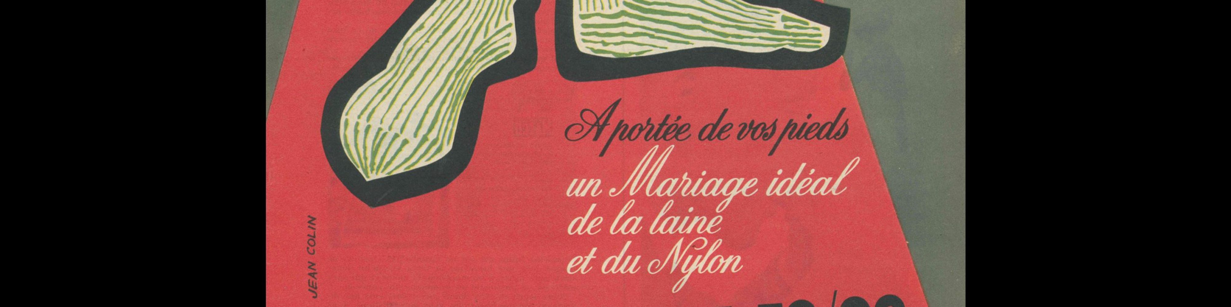 La Chaussettes 70/30, Advertisement, 1957. Designed by Jean Colin.