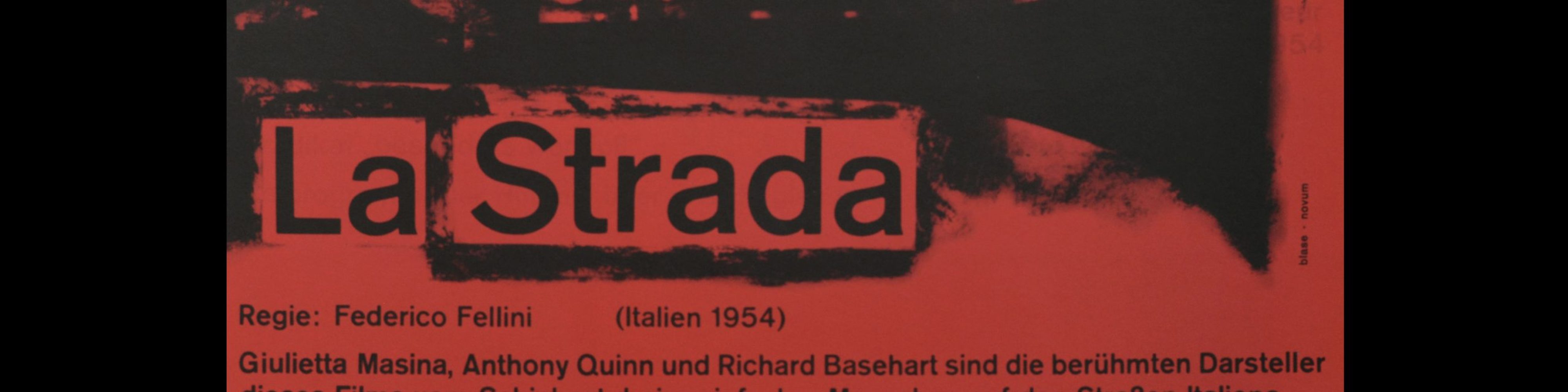La Strada, Atlas Films Poster, 1960s. Designed by Karl Oskar Blase
