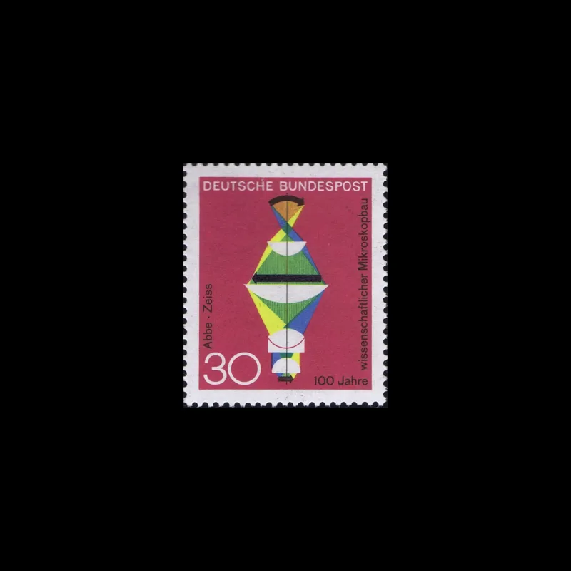 Lens Refraction, German Stamp, 1968. Designed by Karl Oskar Blase