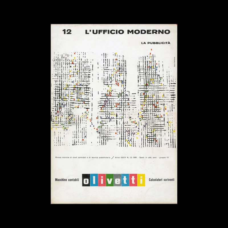 L'ufficio Moderno - La Pubblicità, N°12 Dicembre 1961. Cover design by Carlo Cattaneo