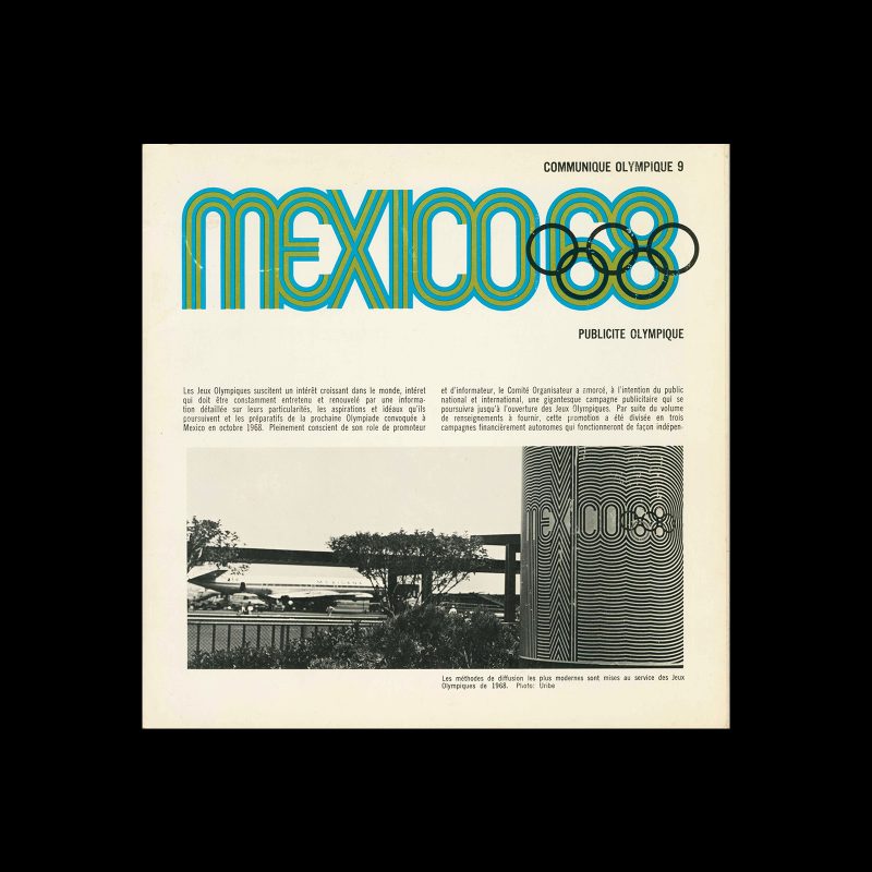 Mexico 1968, Communique Olympique 9, 1968. Designed by Lance Wyman