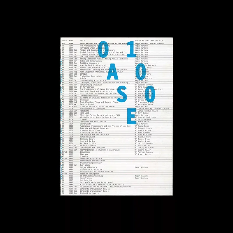 Oase 100, 2018, Karel Martens and The Architecture of the Journal. Designed by Karel Martens, Aagje Martens, Marius Schwarz