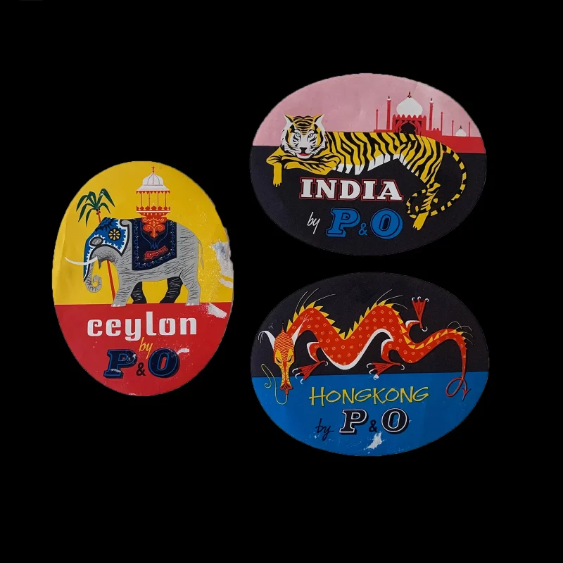 P&O Luggage Labels, Set of Three, 1950s