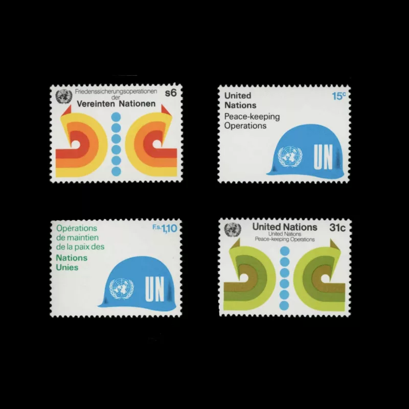 Peace-keeping Operations. United Nations Geneva, Stamps, 1980 designed by Bruno K Wiese