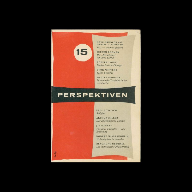 Perspektiven, Literatur, Kunst, Musik, 15, 1956. Cover design by Alvin Lustig