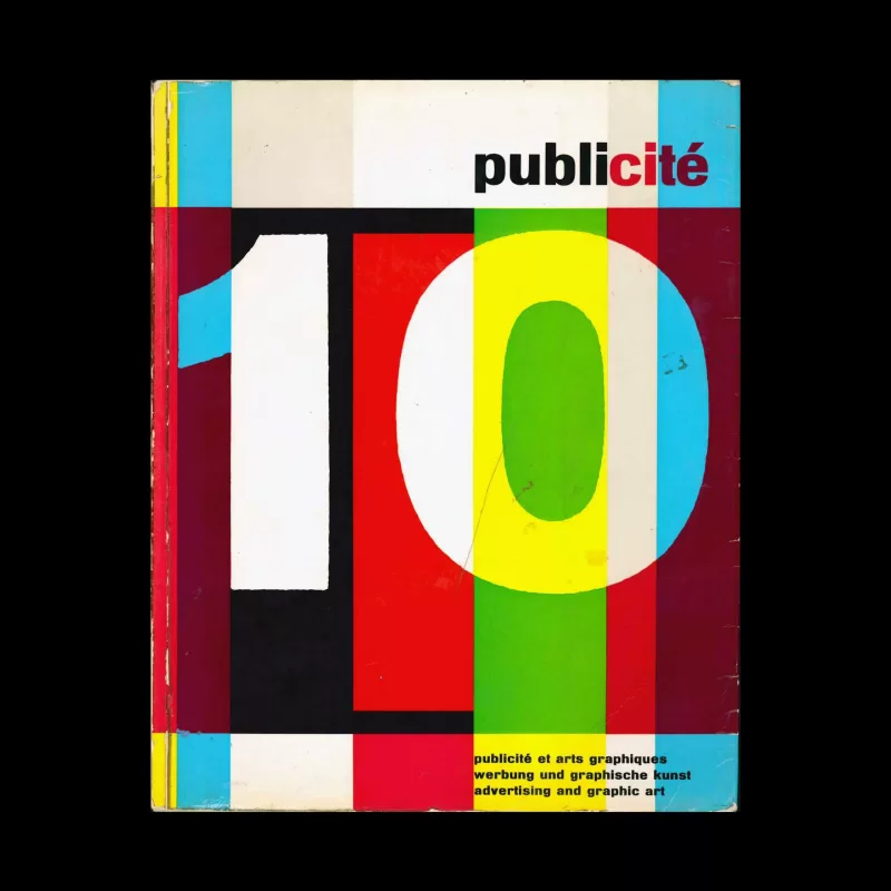 Publicité 10, Review of advertising and Graphic Art in Switzerland, 1959. Cover design by Pierre Monnerat
