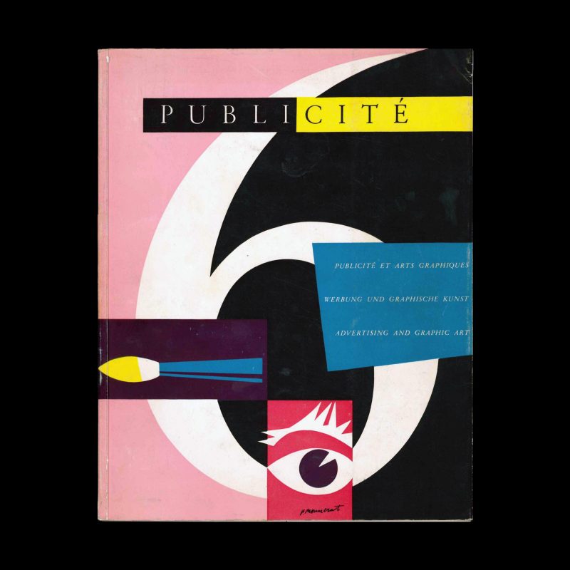 Publicité 6, Review of advertising and Graphic Art in Switzerland, 1950. Cover design by Pierre Monnerat