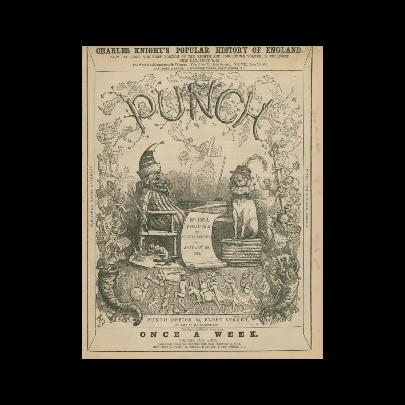 Punch, January 25, 1862.  Punch was a British publication founded in 1841 and was a satiric and humorous magazine.