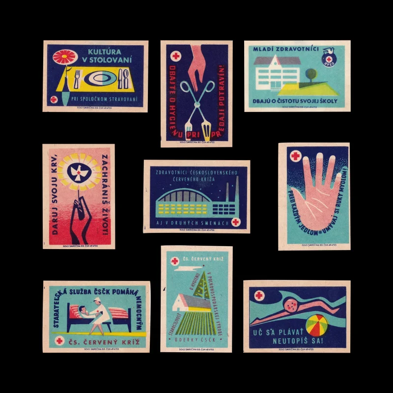 Red Cross, Czechoslovakia Matchbox Labels, 1961