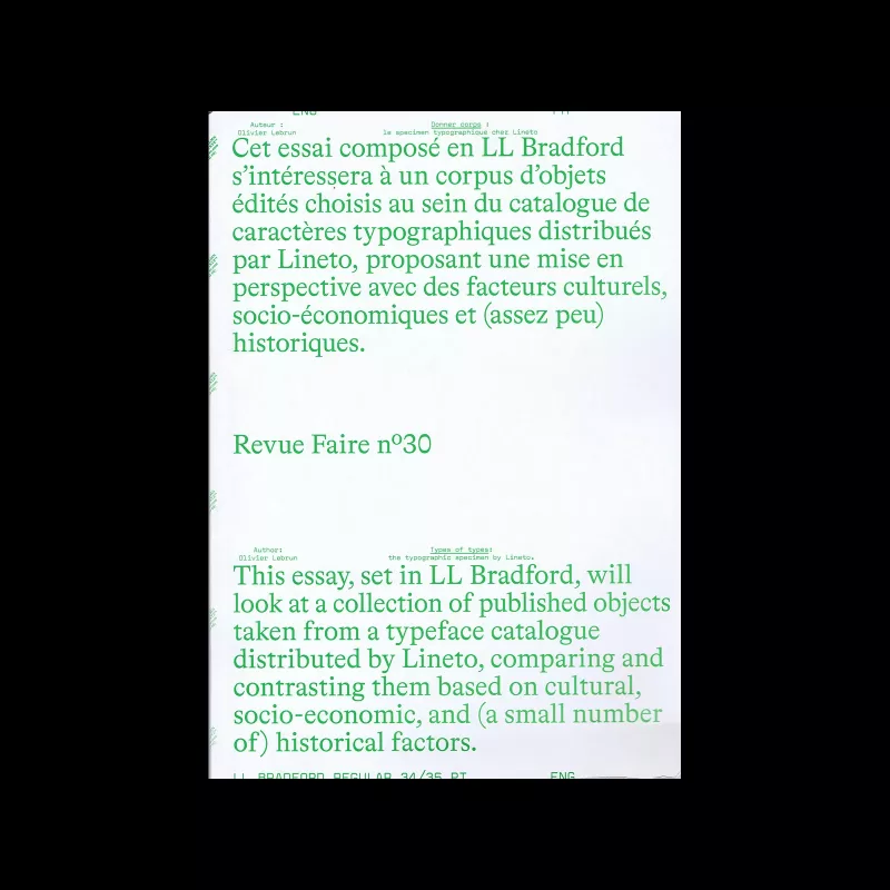 Revue Faire, n°30 — Types of types: the typographic specimen by Lineto, 2021