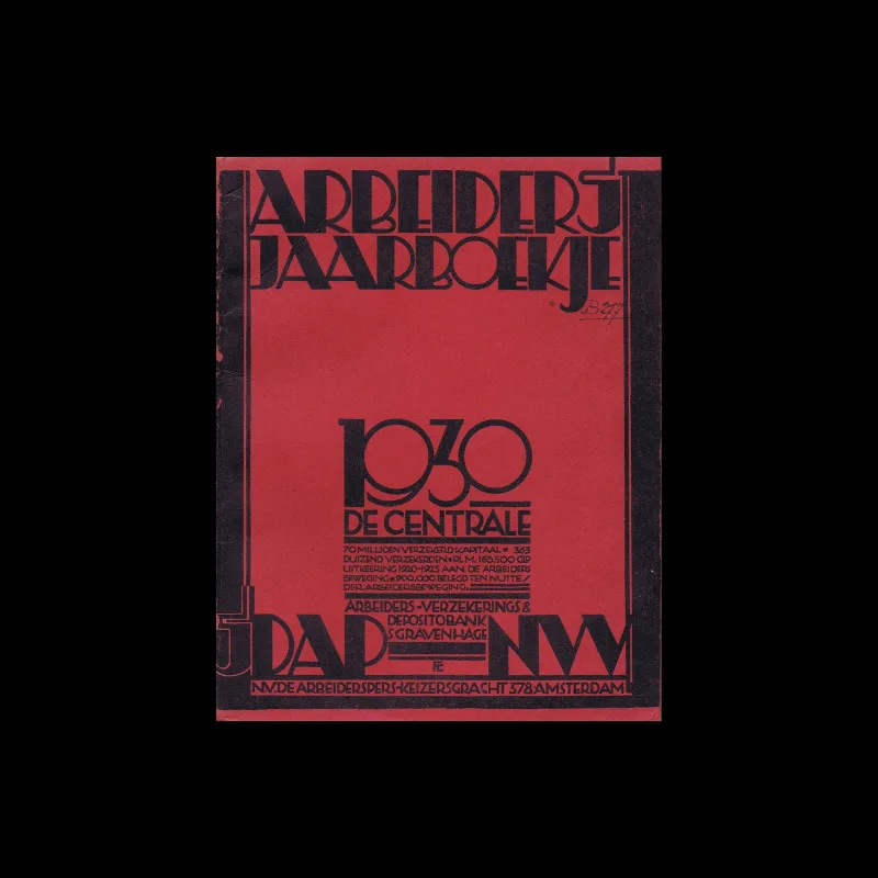 S.D.A.P. / N.V.V. Arbeidersjaarboekje 1930, 1930. Cover design by Fré Cohen