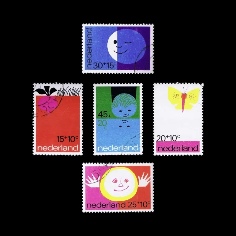 Symbols from the Children's World, Children’s Stamps, Netherlands, 1971. Designed by B. van Wely