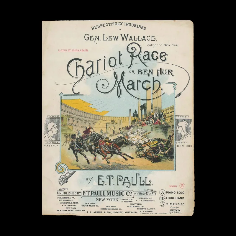 The Chariot Race or Ben Hur March, Music Sheet, c.1890s
