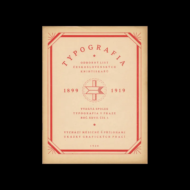 Typografia, ročník 27, 03, 1920. Cover design by J. Bernat