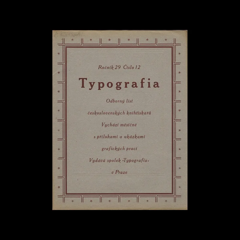 Typografia, ročník 29, 12, 1922