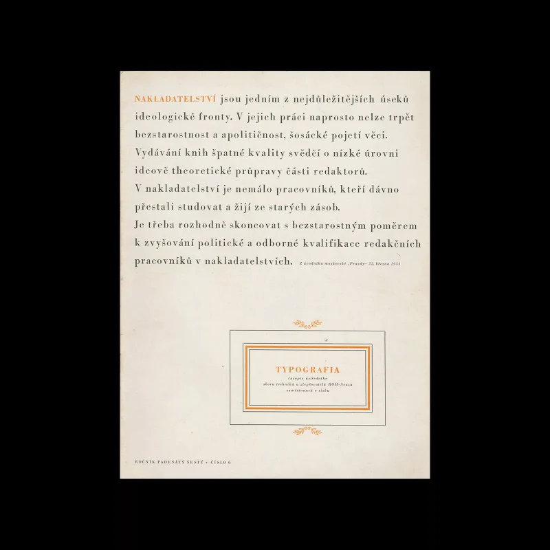 Typografia, ročník 56, 06, 1953. Cover design by Oldřich Hlavsa