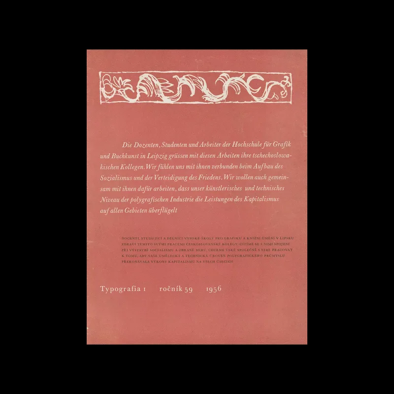 Typografia, ročník 59, 01, 1956. Cover design Oldřich Hlavsa.