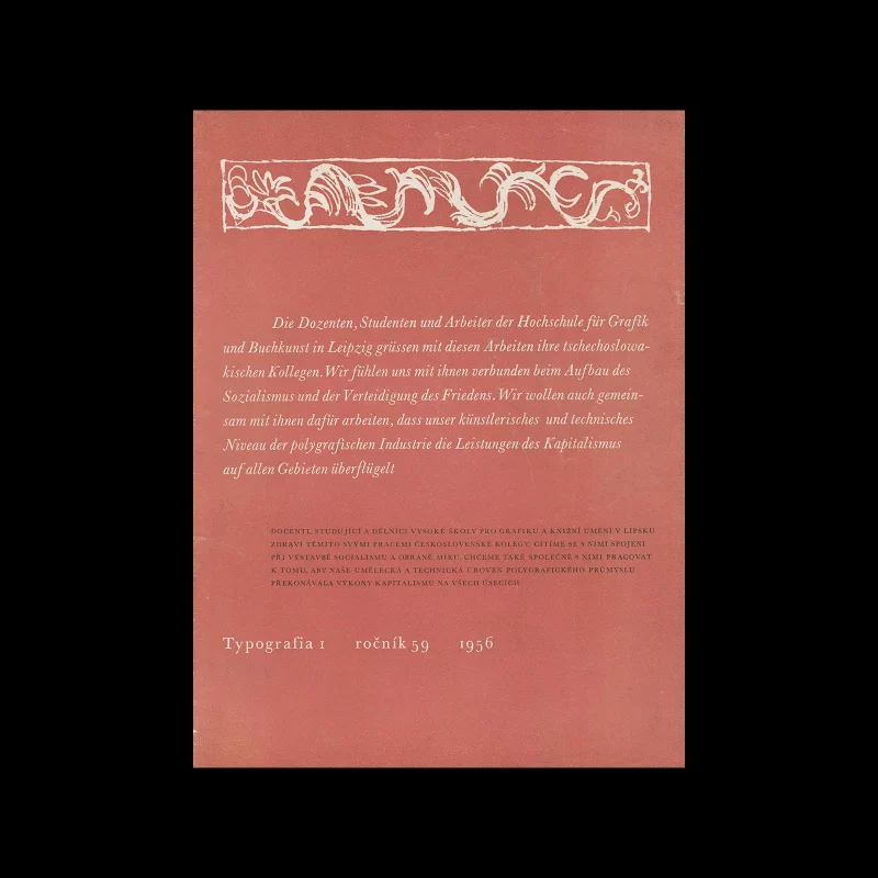 Typografia, ročník 59, 01, 1956. Cover design Oldřich Hlavsa.