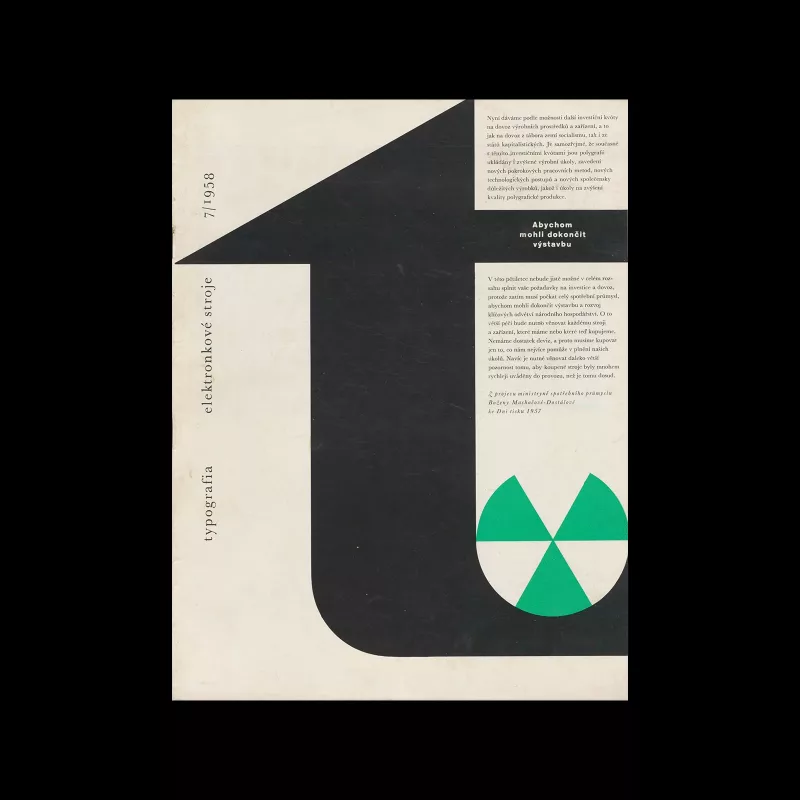 Typografia, ročník 61, 07, 1958. Cover design by Oldřich Hlavsa