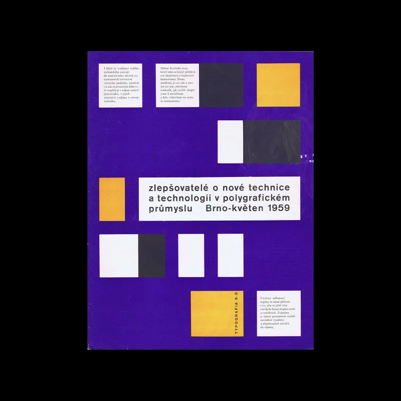 Typografia, ročník 62, 08-09, 1959. Cover design by Oldřich Hlavsa