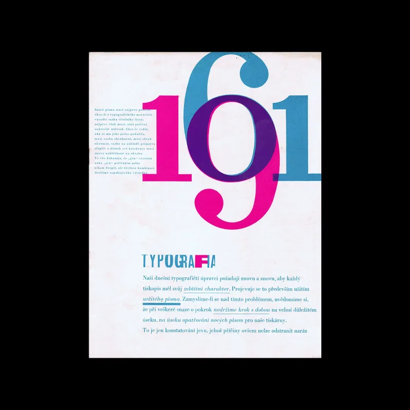 Typografia, ročník 64, 01, 1961. Cover design by Oldřich Hlavsa