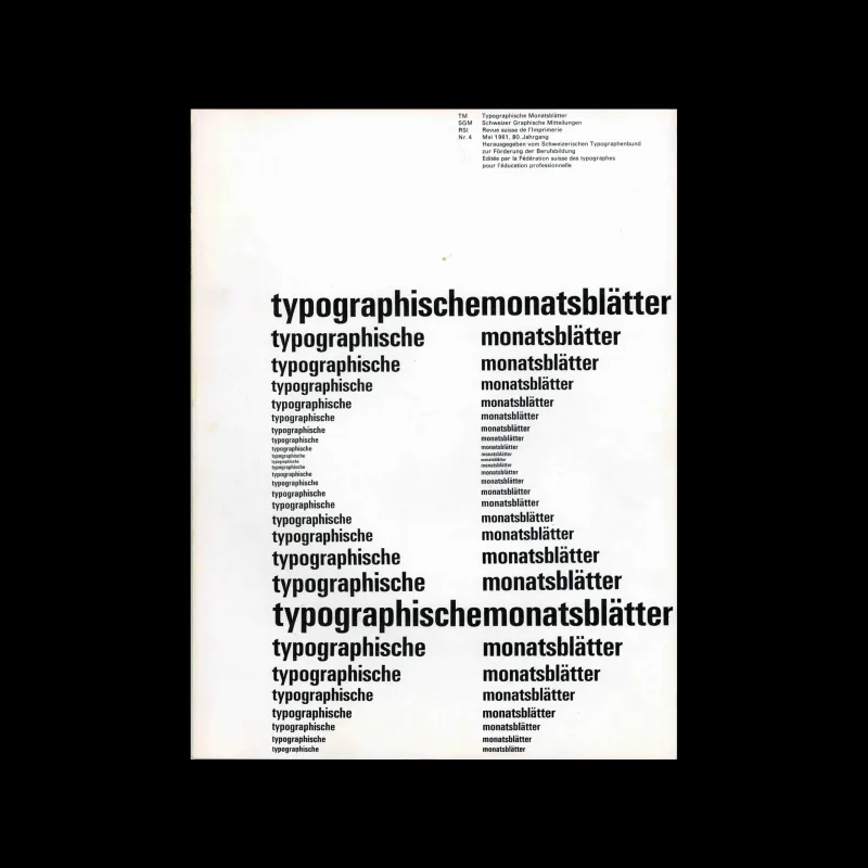 Typografische Monatsblätter, 04, 1961. Cover design by Emil Ruder