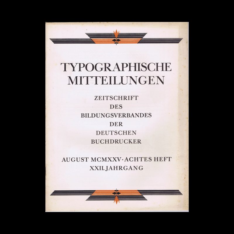 Typographische Mitteilungen, 22 Jahrgang, Achtes Heft, August 1925