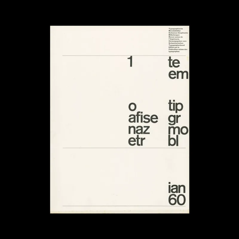 Typographische Monatsblätter, 1, 1960. Cover design by Yves Zimmermann