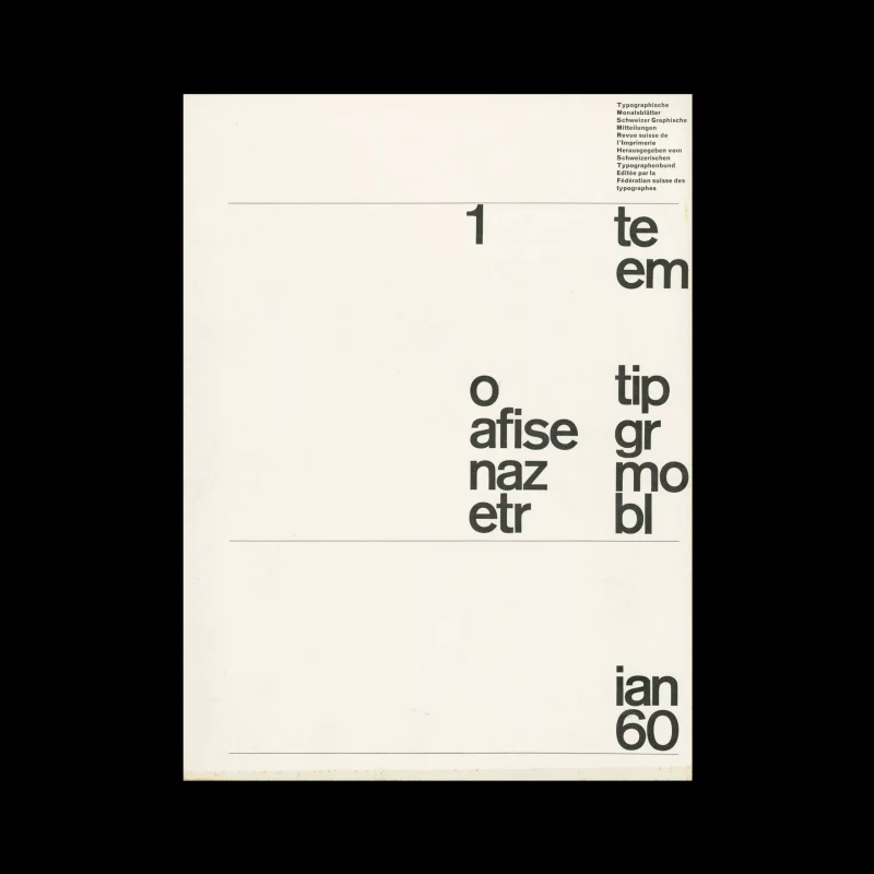 Typographische Monatsblätter, 1, 1960. Cover design by Yves Zimmermann