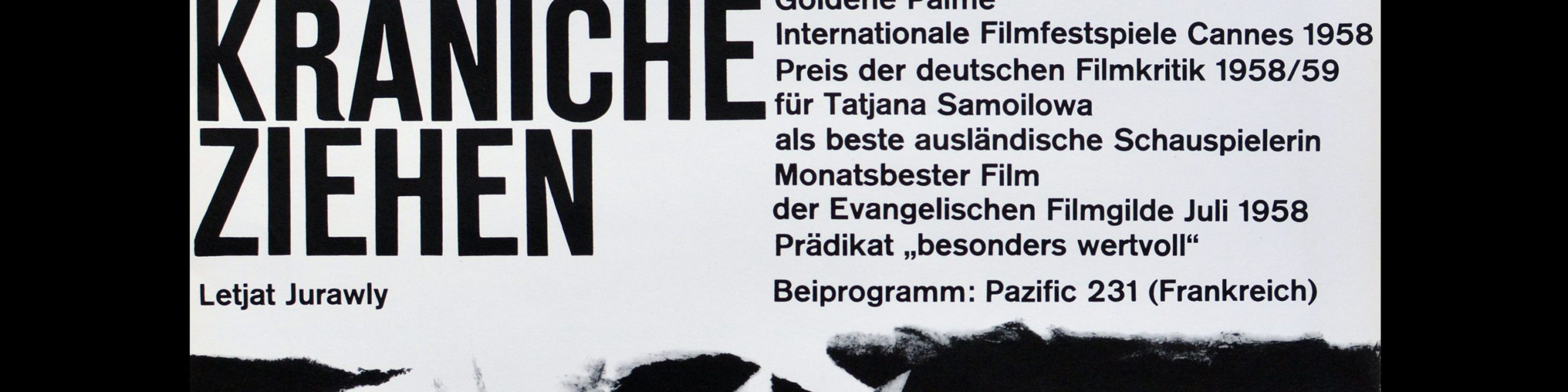 Wenn Die Kraniche Ziehen, Atlas Films Poster, 1960s. Designed by Karl Oskar Blase