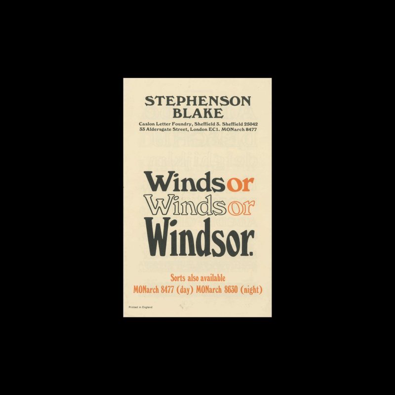 Windsor, Stephenson Blake, 1960s