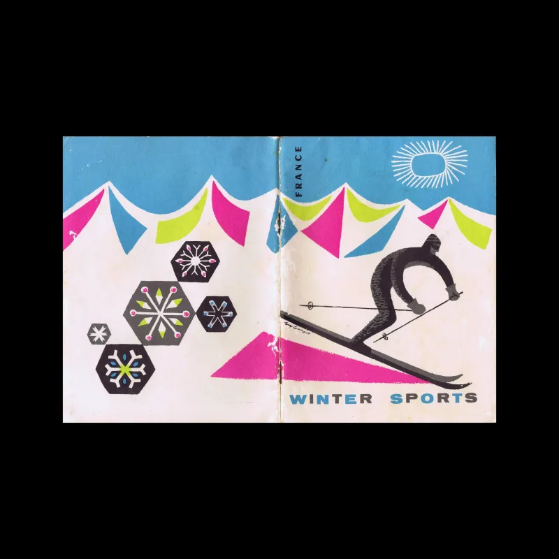 Winter Sports, France, French Government Tourist Office, 1959. Cover design by Guy Georget